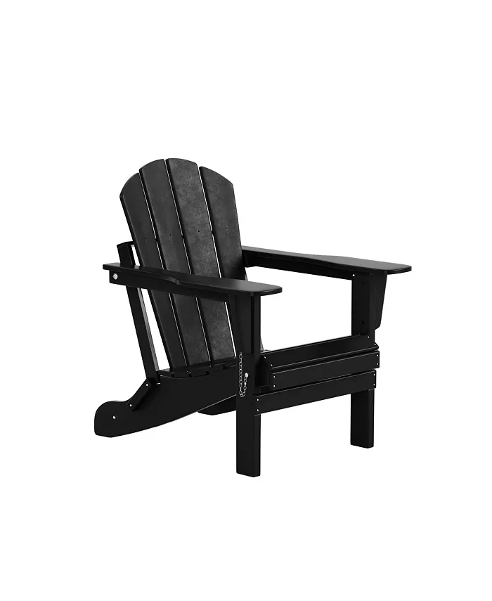 WestinTrends Outdoor Patio Folding Adirondack Chair With Round Fire Pit Table Sets