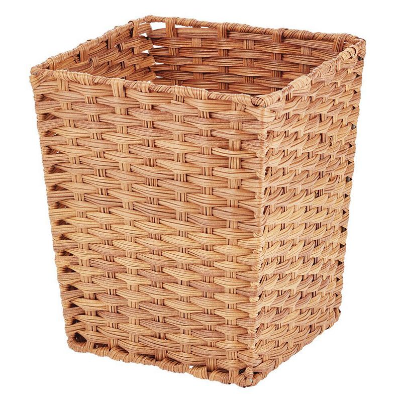 mDesign Woven Square Trash Can Wastebasket， Garbage Container Bin