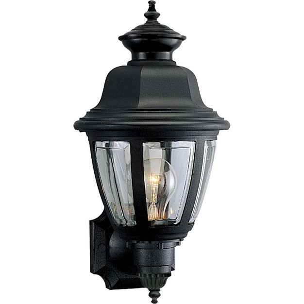 Progress Lighting Cantata 1 light Outdoor Porcelain Wall Lantern Black Finish Clear Acrylic Panels