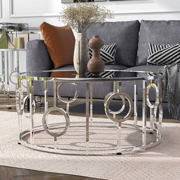 Oakmonte Mirrored Round Coffee Table Chrome Homes Inside Out