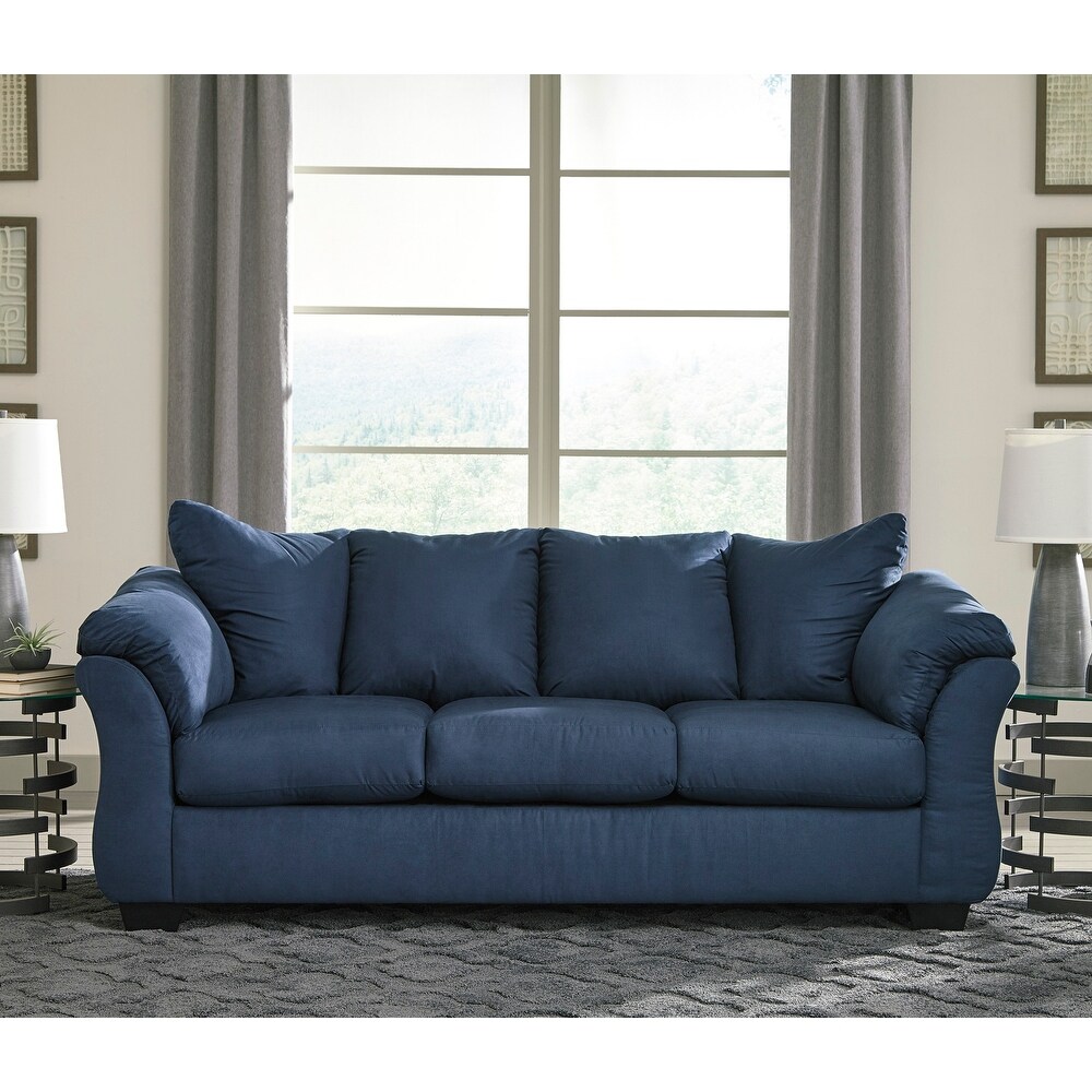 Aruca Navy Blue Microfiber Pillow back Sofa