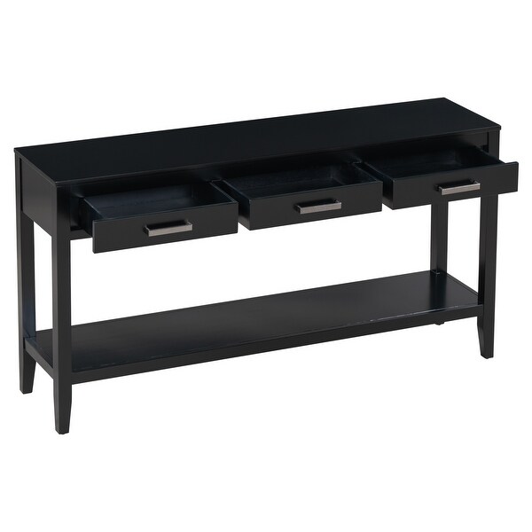 3-Drawer Console Table with 1 Shelf， Classic Entrance Storage Display Table for Entryway， Living Room， Hallway