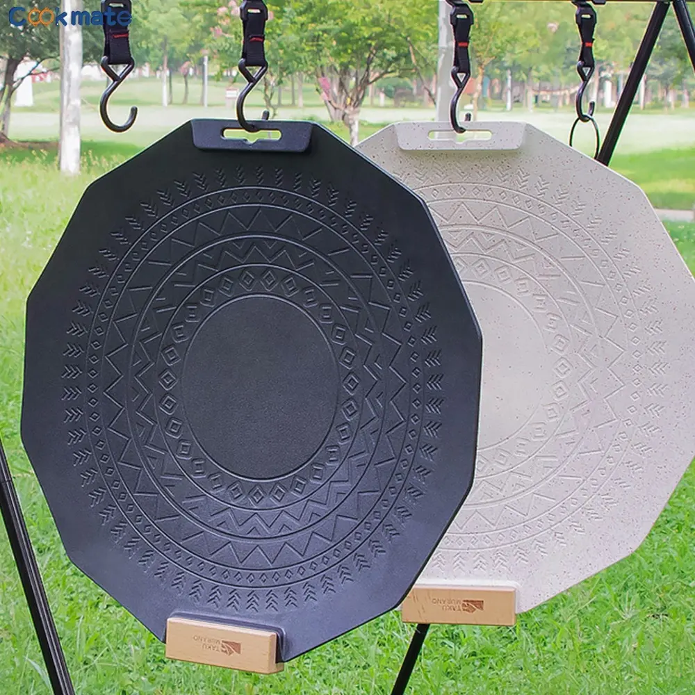 Popular Design Maifanstone Barbecue Camping Hiking Outdoor cooking Plate Round Frying Pan