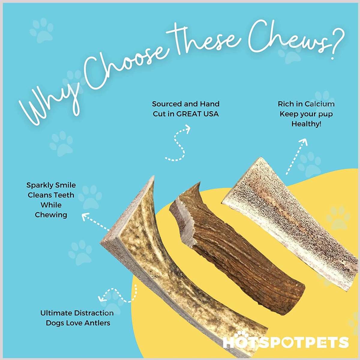 HOTSPOT PETS Split Large Elk Antlers 7-8-in Dog Chew Treats