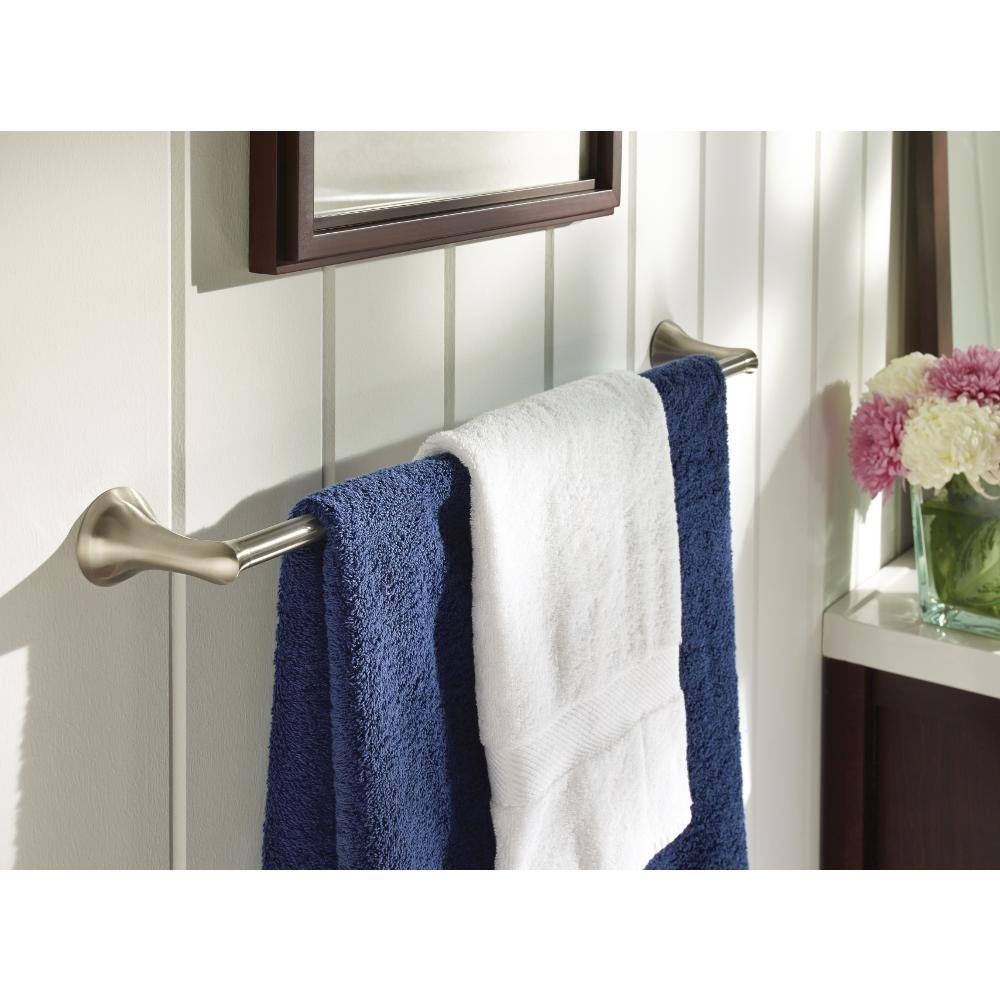 MOEN Darcy 18 in. Towel Bar with Press and Mark in Brushed Nickel MY1518BN