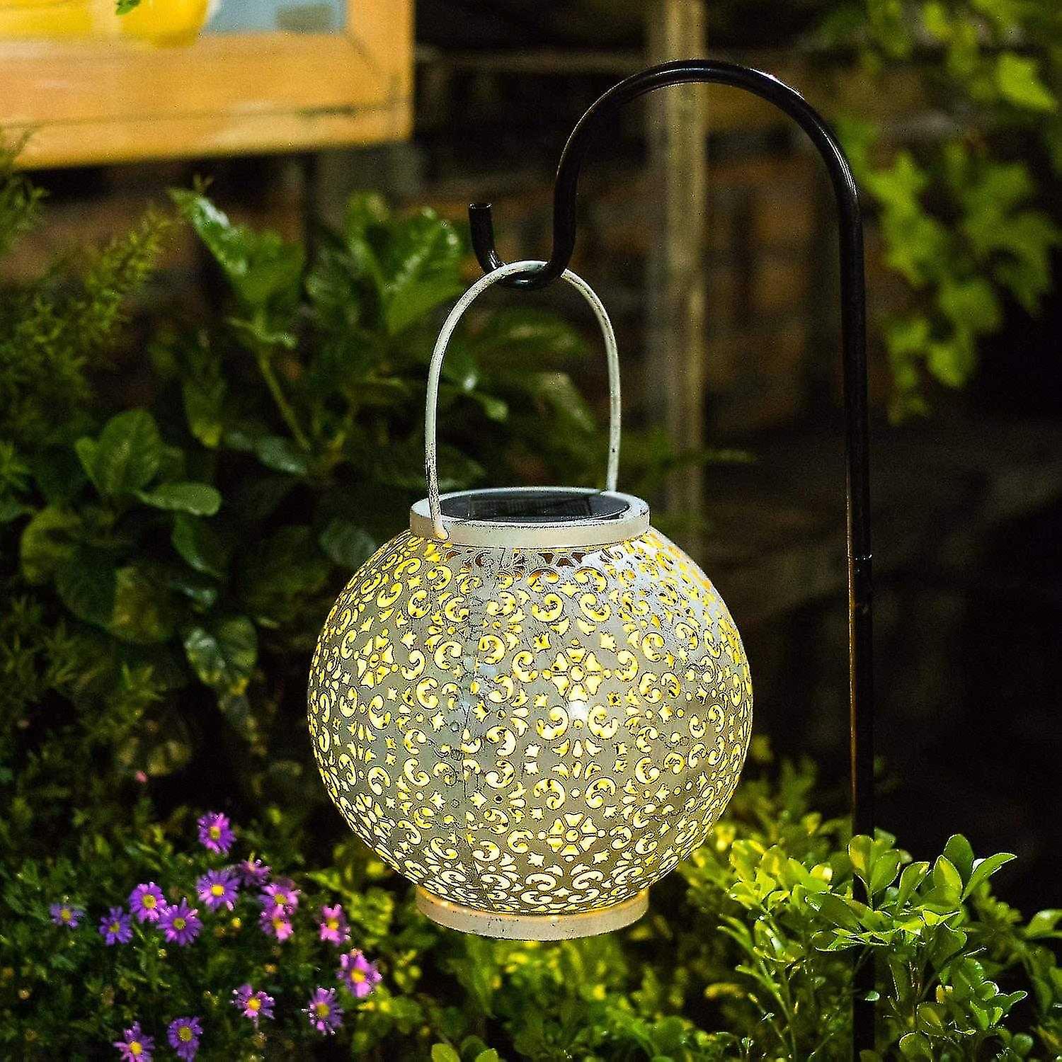 Large Hanging Solar Lantern For The Garden， Outdoor Lights， Metal， Waterproof， Led Table Lamp， Decor