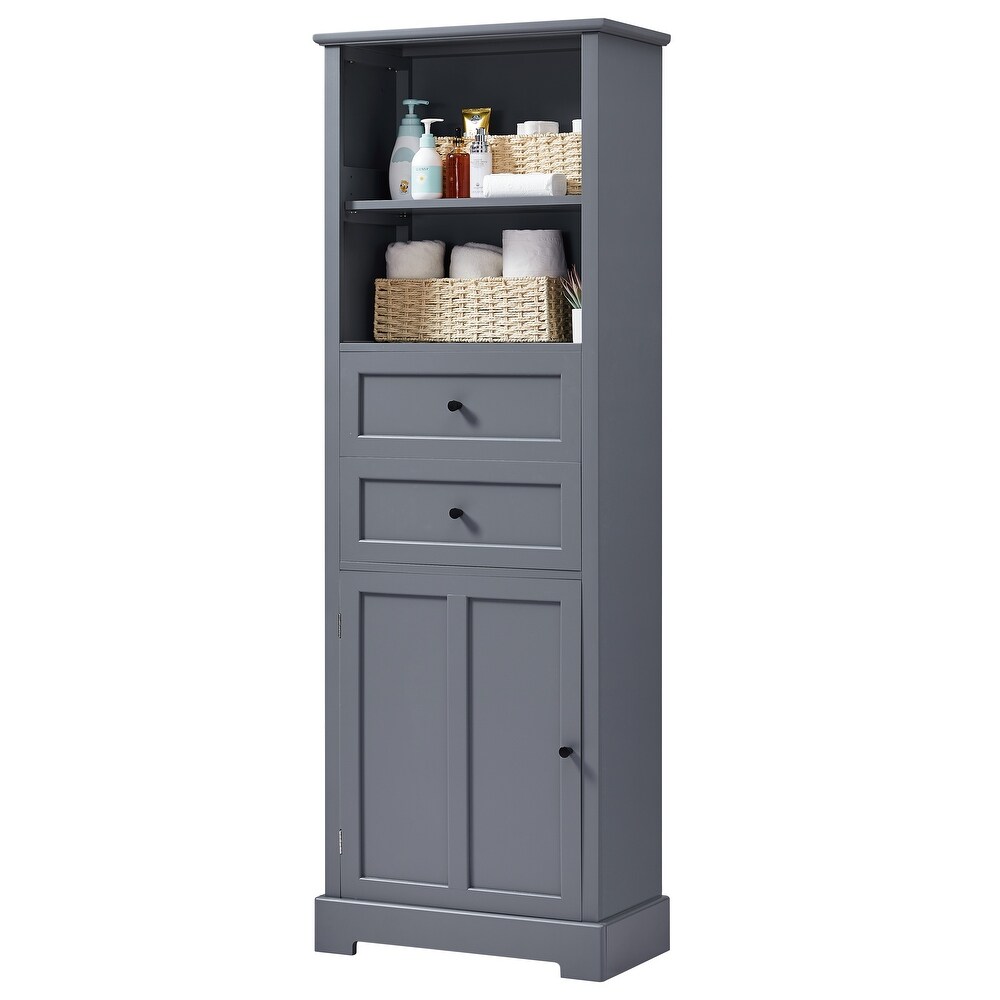 Bathroom Storage Cabinet with Adjustable Shelves  Narrow Tall Freestanding Cabinet for Living Room Bedroom