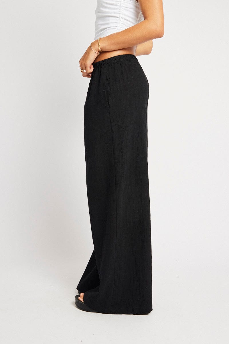 Black Wide Leg Pants High Rise