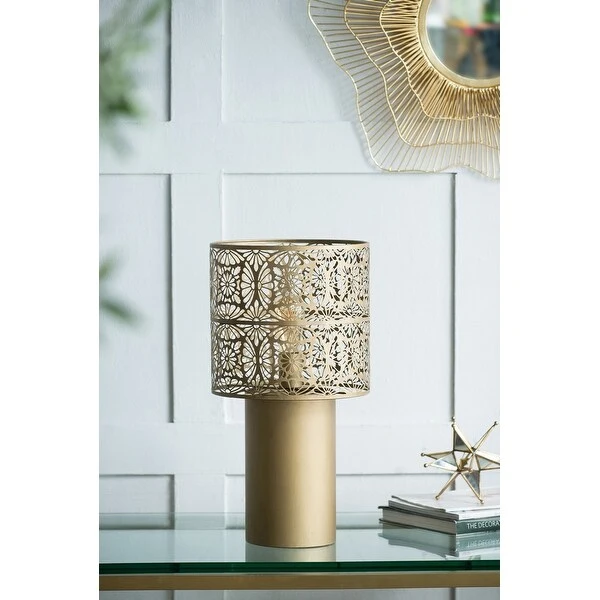 Modern Gold Lattice Iron Square Shade Table Lamp