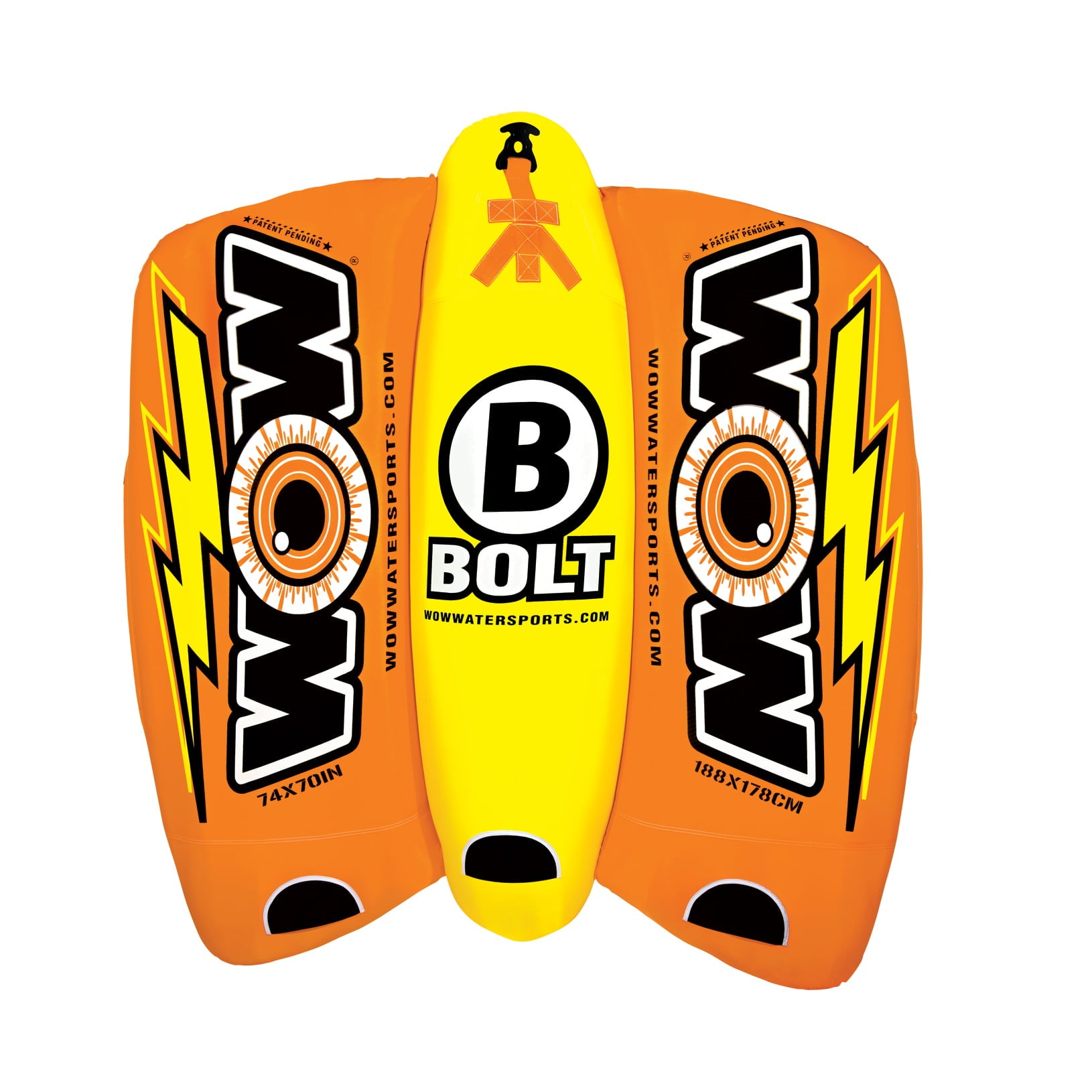 WOW Watersports 16-1040 Bolt 1-4 Person Rider Towable Boating Water Tube， Orange