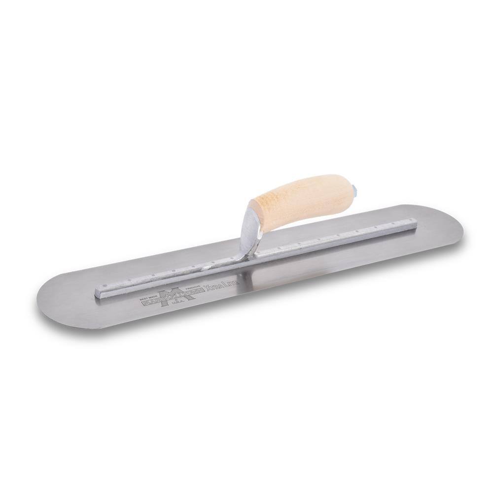 MARSHALLTOWN 18 in. x 4 in. Finishing Trl-Fully Rounded Curved Wood Handle Trowel MXS81FR