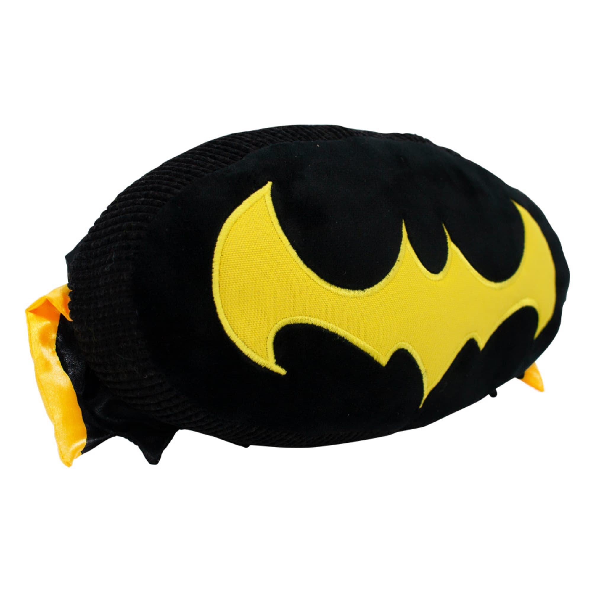 Buckle-Down DC Comics League of Super Pets， Batman， Ace The Bat Hound Logo with Cape Plush Squeaker Dog Toy， Large