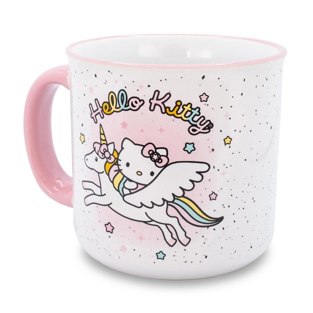 Silver Buffalo Sanrio Hello Kitty Unicorn Star Ceramic Camper Mug Holds 20 Ounces