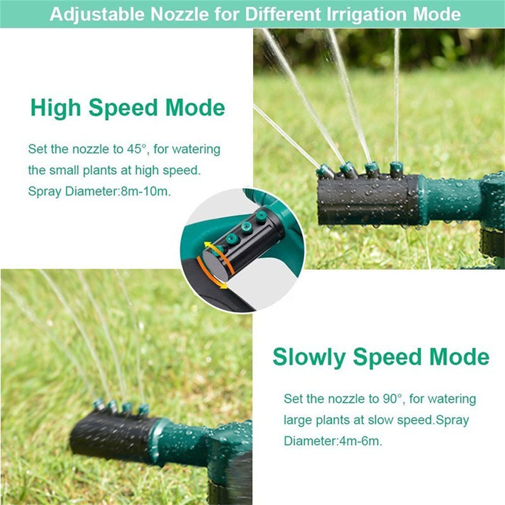 360°Rotating Garden Sprinkler with Adjustable Nozzle- Leak-Free Lawn Sprinkler Easy Hose Connection Spike Base Gardening Watering System