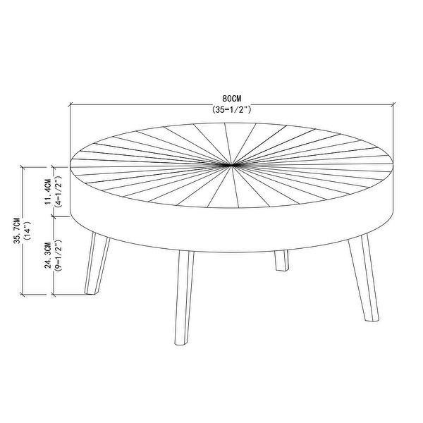 Round Wood Coffee Table， Farmhouse Round Coffee Table for Living Room， Solid Wood Circle Center Table - as picture