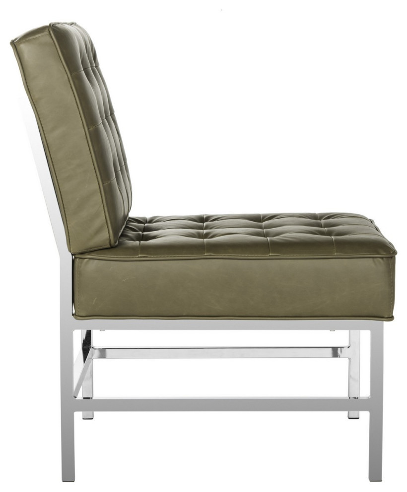 Gretal Modern Tufted Leather Chrome Accent Chair Antique Taupe   Contemporary   Armchairs And Accent Chairs   by V.S.D Furniture  Houzz