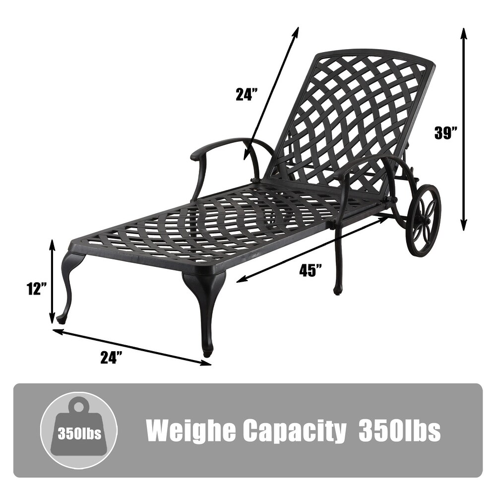 Clihome Antique Bronze Aluminum Reclining Outdoor Chaise Lounge
