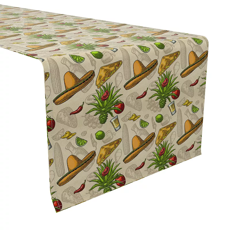 Table Runner， 100% Cotton， 16x72， Fiesta Time