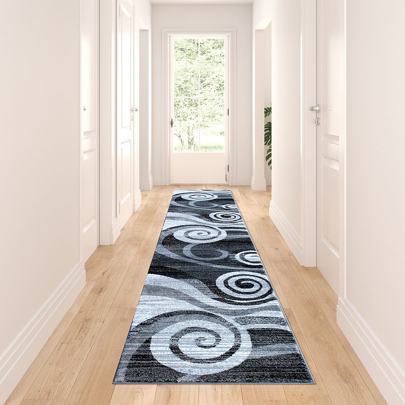 Masada Rugs Masada Rugs Stephanie Collection 2'x11' Area Rug Runner with Modern Contemporary Design 1103 in Gray， White and Black