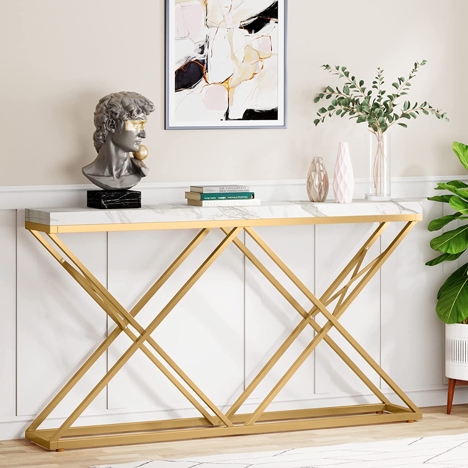 Faux Marble Console Table, 55