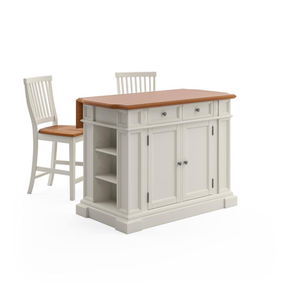 HOMESTYLES Americana White Kitchen Island with Seating 5002-948