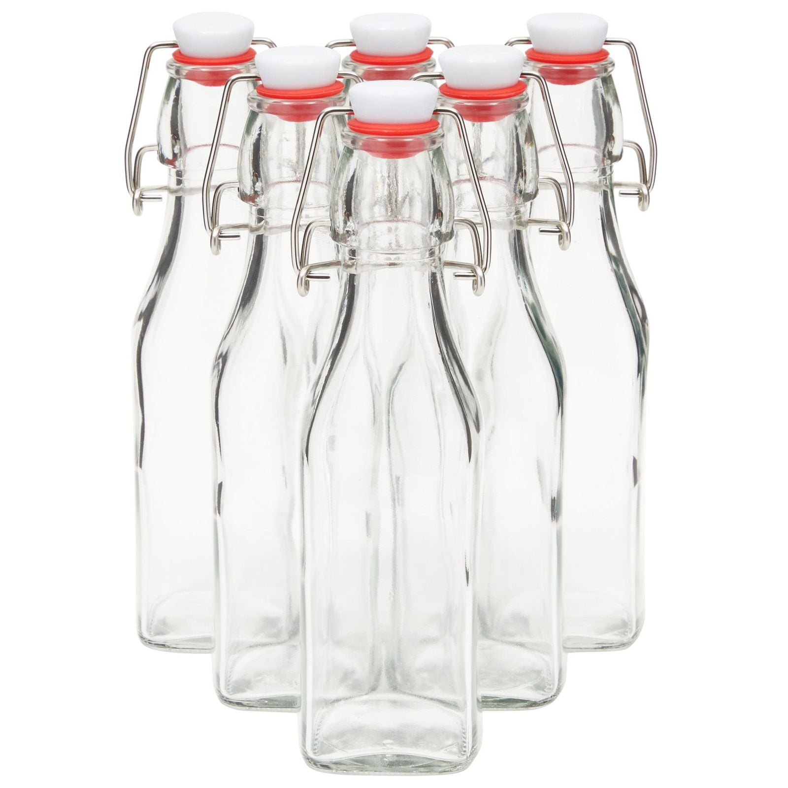 6 Pack Glass 8 oz Swing Top Bottles with Cleaning Brush， Kitchen Essentials