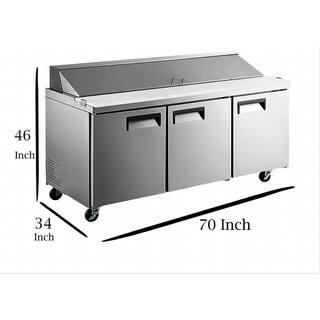 Cooler Depot 70 in. W 15.5 cu. ft. Commercial Mega Food Prep Table Refrigerator Cooler in Stainless Steel cd-xsp72m