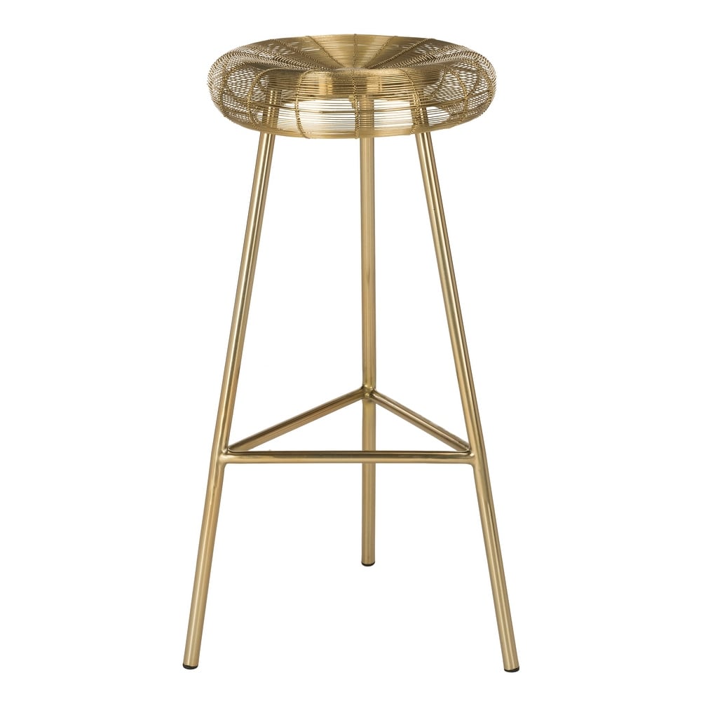 SAFAVIEH 30 inch Addison Wire Weaved Contemporary Bar Stool   Gold   14\