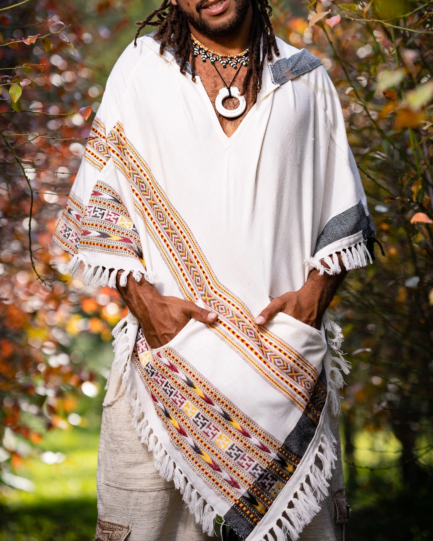 Men's ethnic rain poncho top