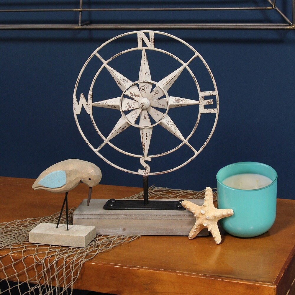 Compass of the Sea Metal and Wood Table Top Decor   10.25\