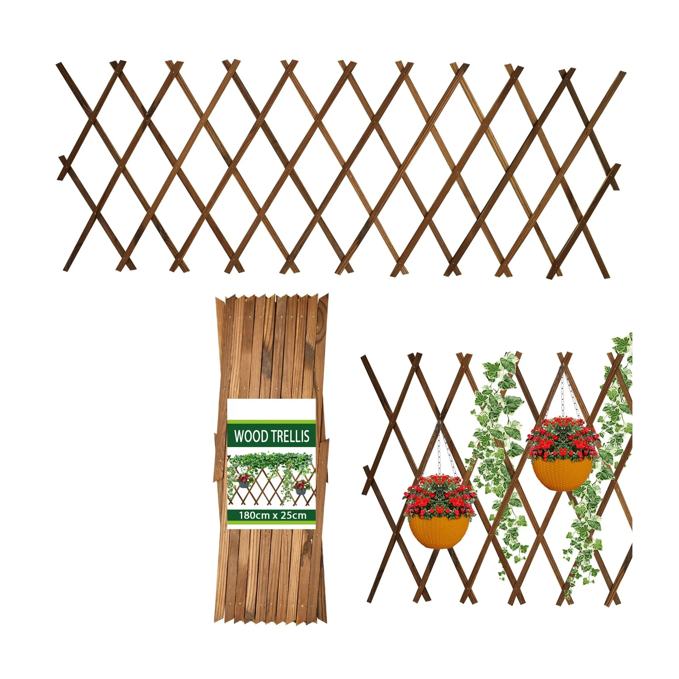 Wooden Expanding Expandable Wooden Garden Trellis Fence for Climbing Plants