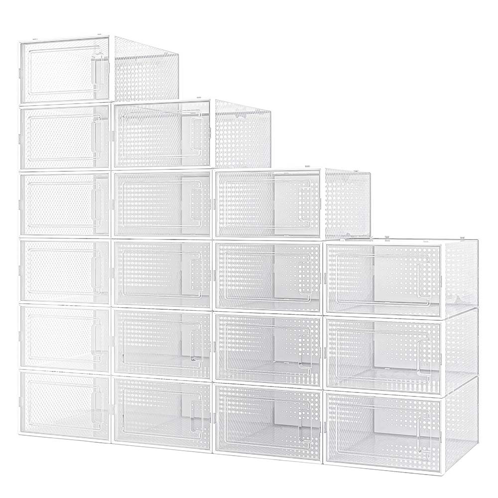 Yescom Clear Shoe Box Stackable Under Bed Storage 13x9x5