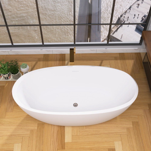 59 Acrylic Freestanding Bathtub Gloss White Moder...