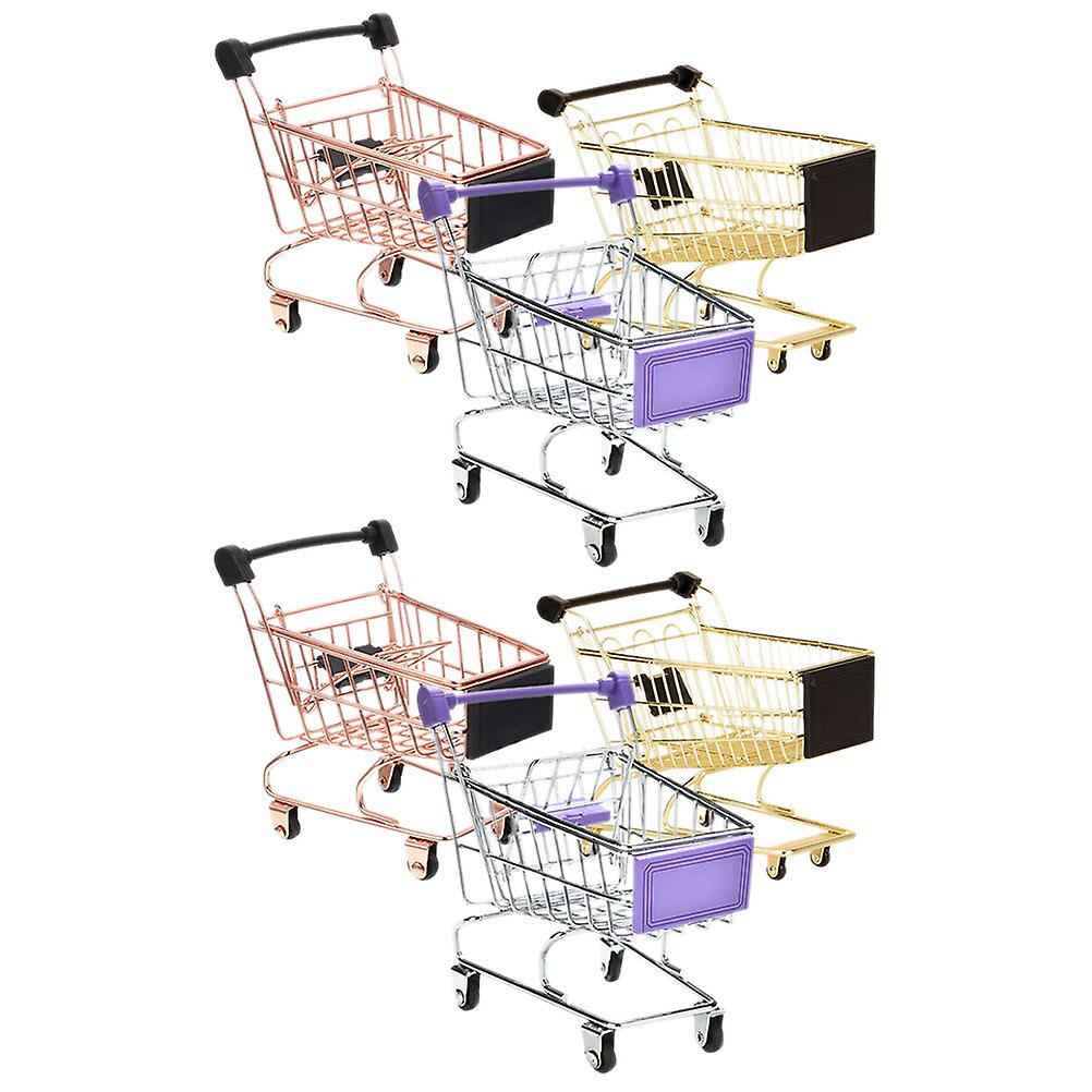 6pcs Kids Shopping Cart Models Grocery Cart Pretend Play Toy Desktop Ornaments