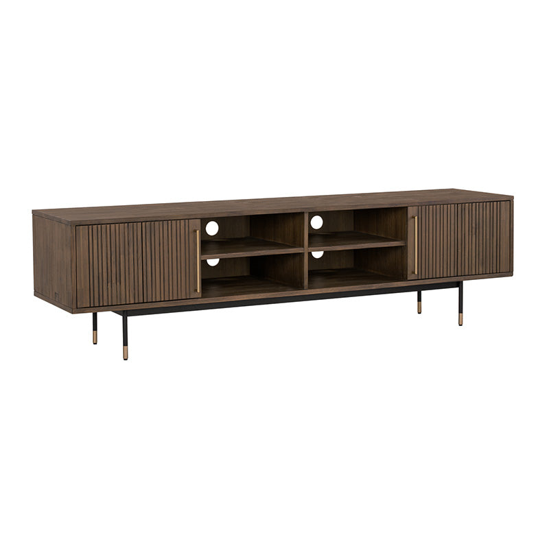 HAMILTON Entertainment TV Unit Solid Acacia Wood 200cm - Toffee Colour