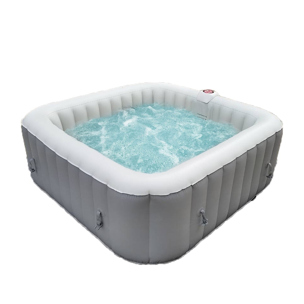 ALEKO Square Inflatable Jetted 6 Person Hot Tub Spa With Cover   Gray