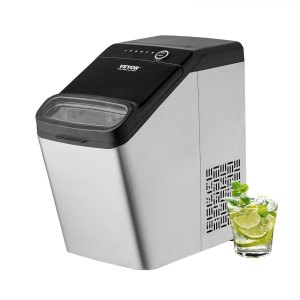 VEVOR Countertop Ice Maker， 9 Cubes Ready in 7 Mins， 33lbs in 24Hrs， Self-Cleaning Portable Ice Maker with Ice Scoop and Basket， 2 Ways Water Refill Ice Machine with 2 Size Bullet Ice for Kitchen Bar