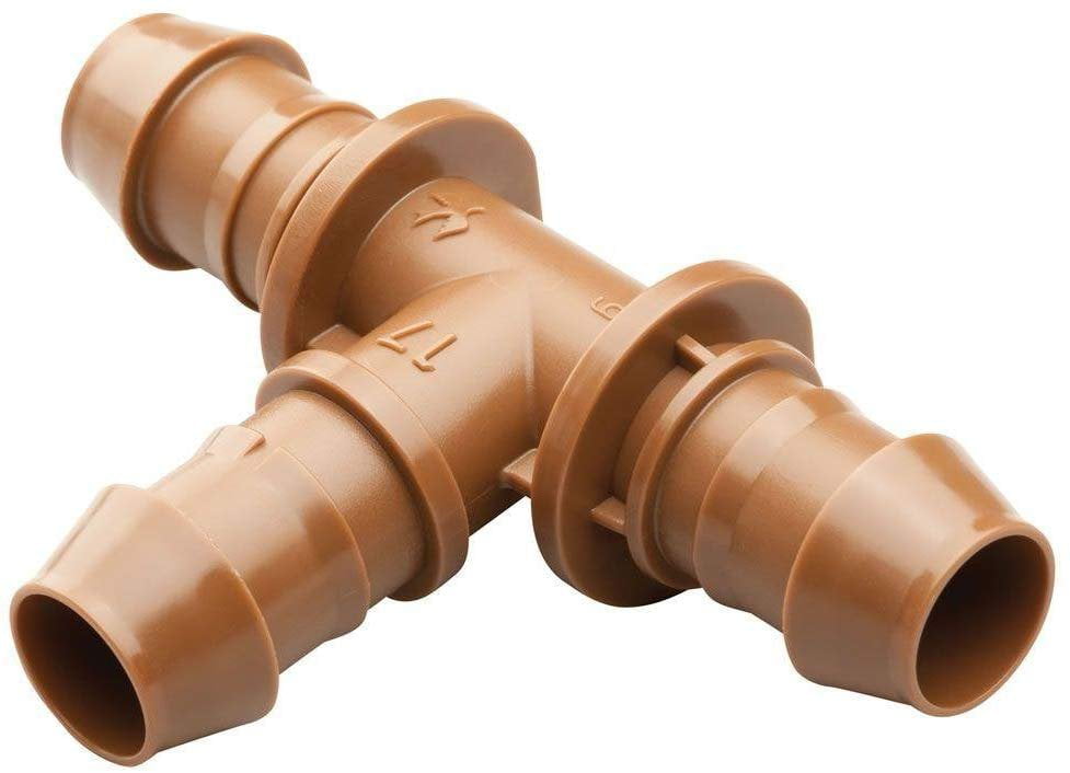 Rain Bird BT50/4PKS Drip Irrigation Universal Barbed Tee Fitting， Fits All Sizes of 5/8