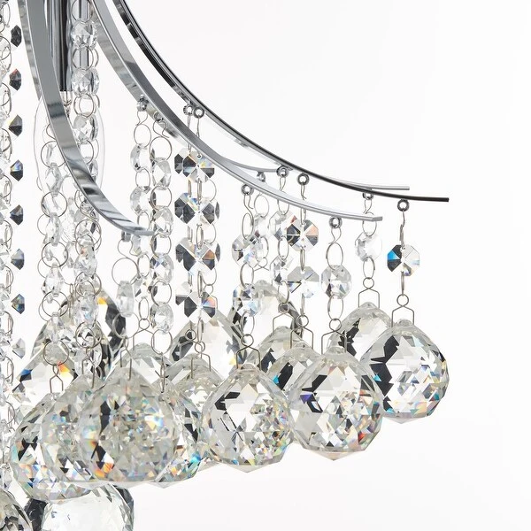 CO-Z 3-Light Crystal Raindrop Flush Mount Chandelier - Nickel