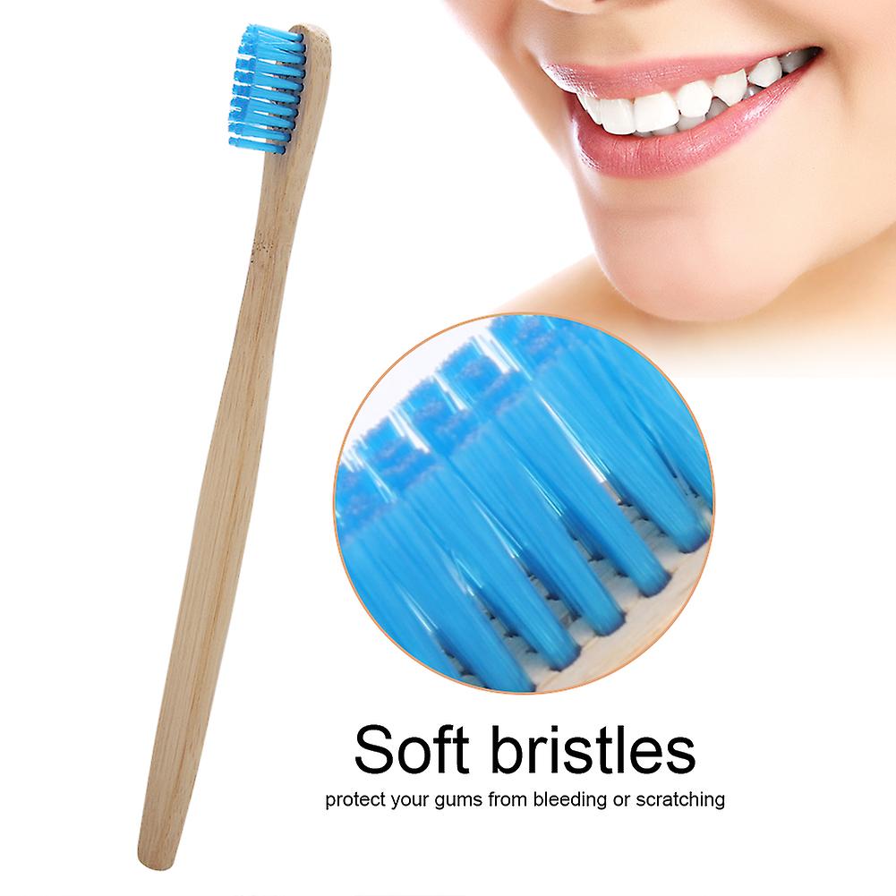 Bamboo Toothbrush Biodegradable Soft Eco-friendly Nylon Bristles 6 Colors Toothbrushes(blue)