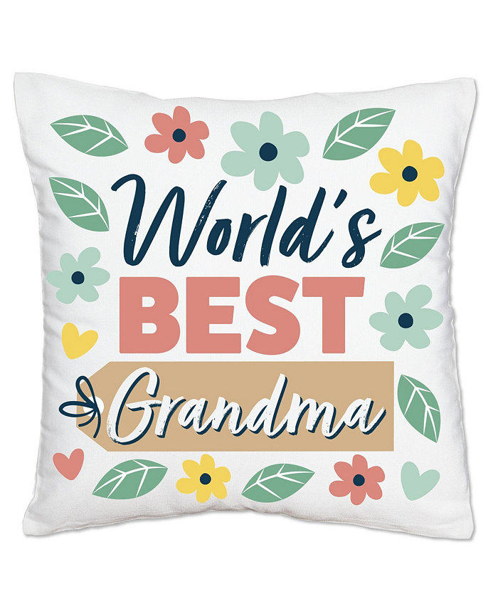 Big Dot of Happiness Grandma， Happy Mother's Day - Canvas Cushion Case Throw Pillow Cover 16 x 16 In