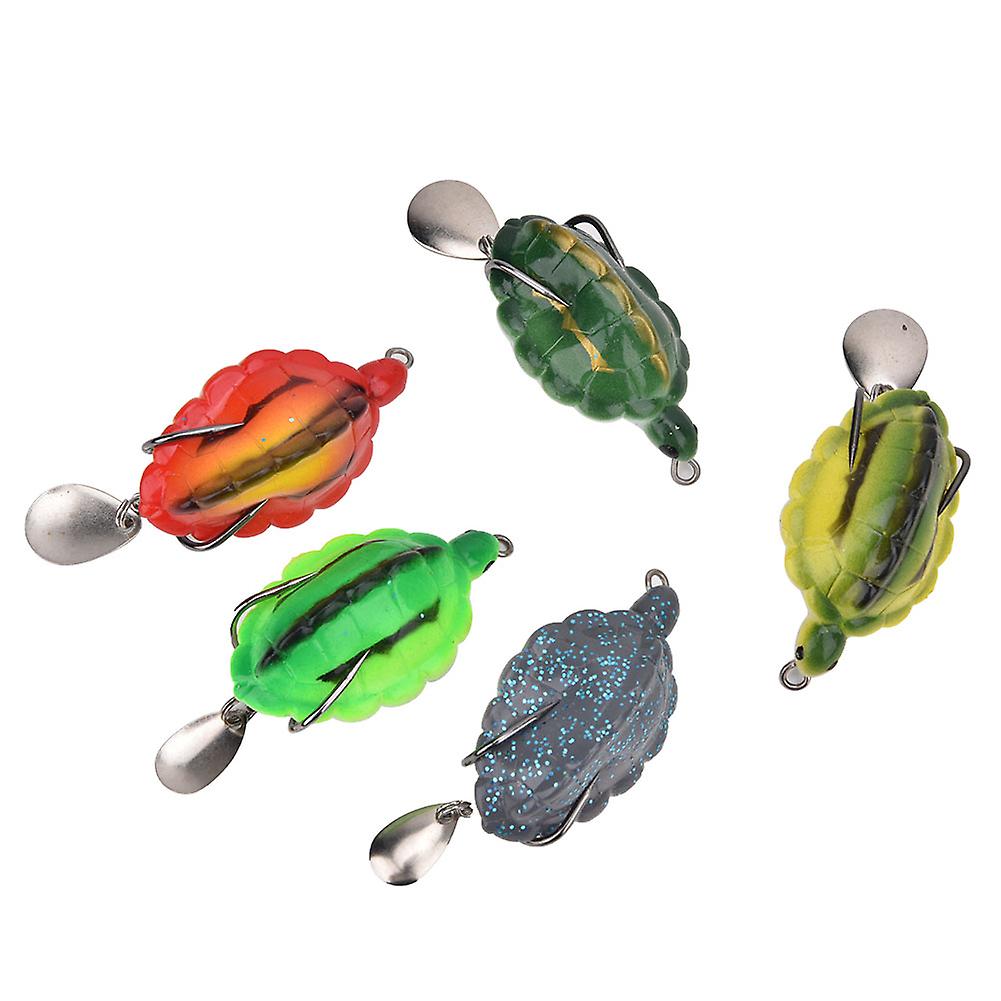 5pcs 55mm/13g Tortoise Shape Pvc Artificial Fishing Lures With Hook Fish Floating Baits