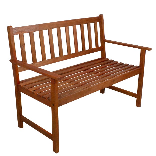 Light Brown Acacia Wood Outdoor Patio Bench