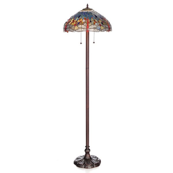 Copper Grove Simeonov -style Blue Dragonfly Floor Lamp