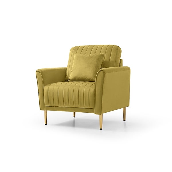 Modern Soft Velvet Living Room Chair， Upholstered Accent Armchair Side Chair With Gold Legs