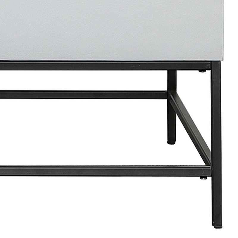 45 Inch Rectangular Mango Wood Coffee Table， Lift Top Storage， Iron Frame， White， Black