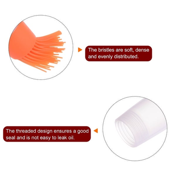 2pcs Silicone Oil Bottle Brush Tip Tail for Barbecue Cooking Baking， Orange