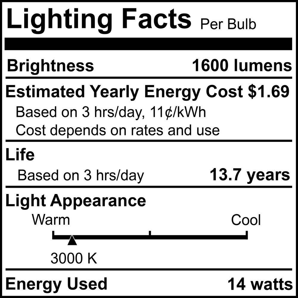 Bulbrite 100-Watt Equivalent A19 Dimmable Medium Screw LED Light Bulb Soft White Light 3000K (4-Pack) 862828