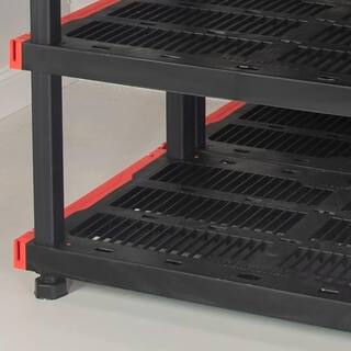 Black 4-Tier Plastic Garage Storage Shelving Unit (40 in. W x 55 in. H x 24 in. D) shelve-612