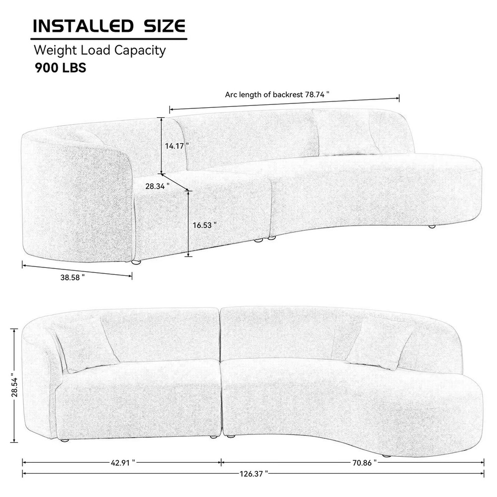 Luxury Modern Style Living Room Upholstery Curved Sofa   126\